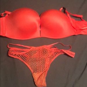 Coral sexy bra and panty set